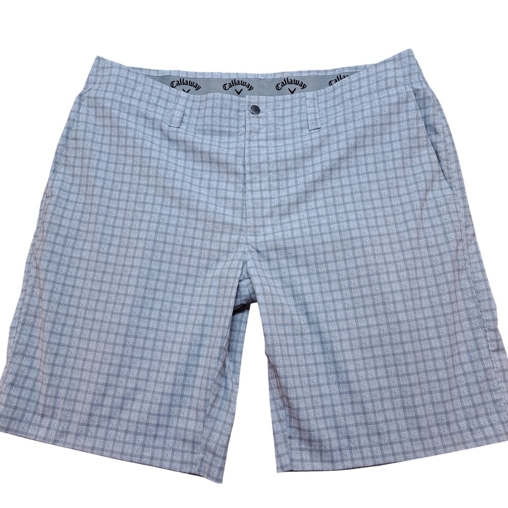 Callaway Golf Shorts Men 40 Grey Plaid Fair Condition Technical Performance